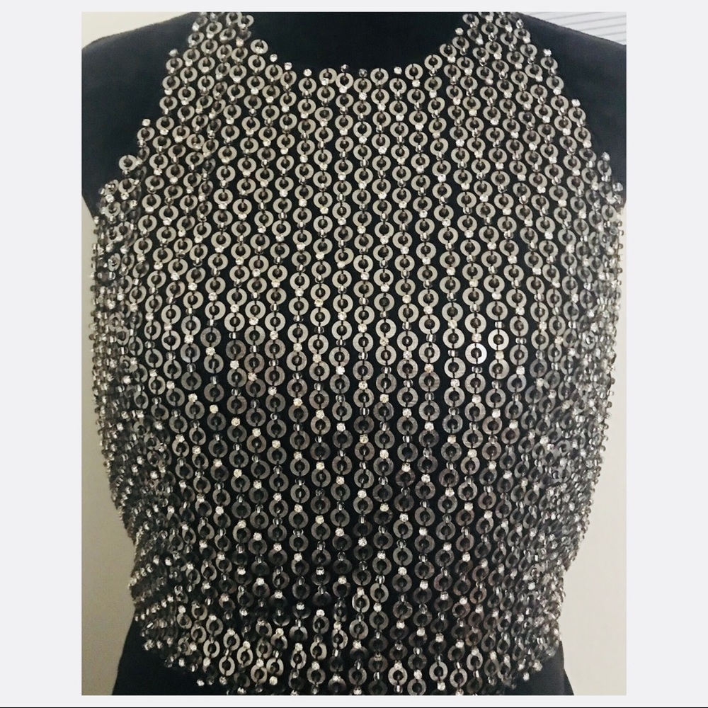 ALICE + OLIVIA HALTER NECK SEQUIN ROMPER - Picture 3 of 8